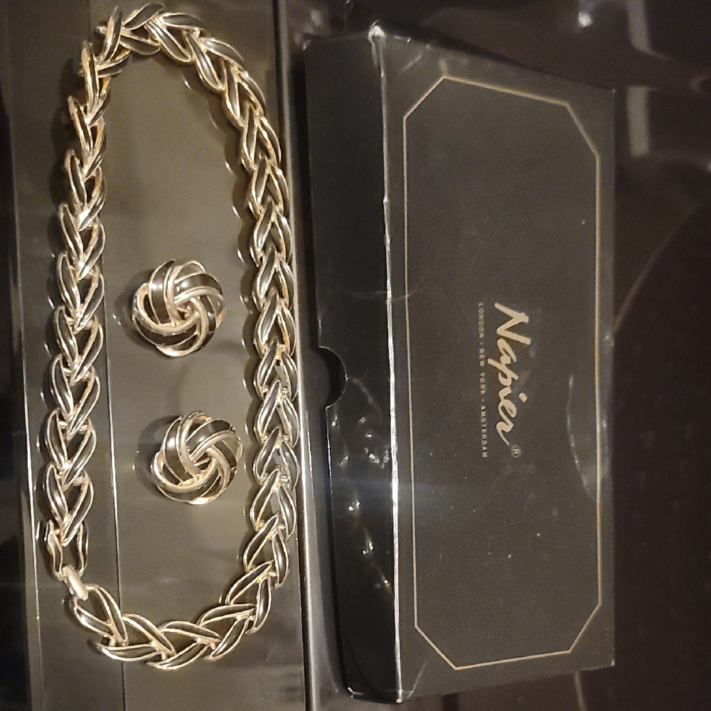 Napier Gold-Tone Woven Necklace and Earring Set